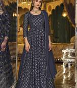 Navy-blue sequins georgette salwar