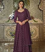 Purple sequins georgette salwar kameez