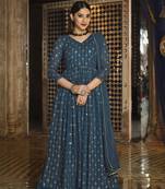 Dark-teal sequins georgette salwar