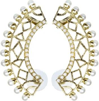 Filigree Gold PLated Pearl Ear Cuff Pair Earring For Women 1