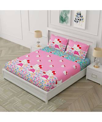 Ridan multicolour printed kids double bed sheet with pillow cover 1