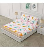 Ridan multicolour printed kids double bed sheet with pillow cover