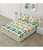 Ridan multicolour printed kids double bed sheet with pillow cover