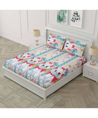 Ridan multicolour printed kids double bed sheet with pillow cover 1