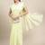 Light Yellow colour plain Pallu lace border jimi silk saree with unstitched blouse  