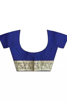 Blue woven satin saree with blouse