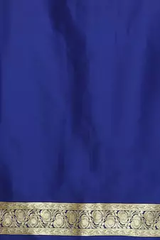 Blue woven satin saree with blouse