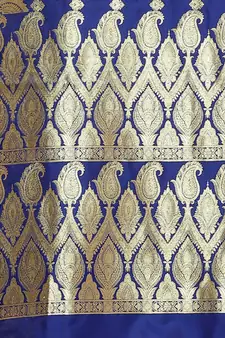 Blue woven satin saree with blouse