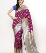 Purple woven satin saree with blouse
