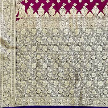 Purple woven satin saree with blouse 2