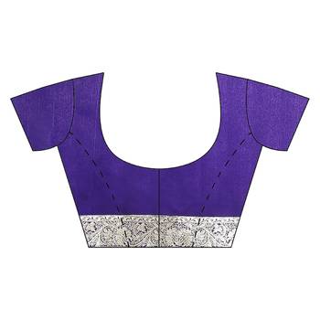 Purple woven satin saree with blouse 4