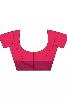 Pink woven cotton saree with blouse