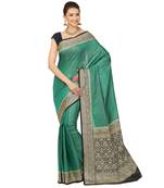 Green woven cotton saree with blouse