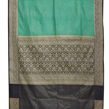 Green woven cotton saree with blouse 5