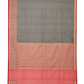 Black woven cotton saree with blouse 5