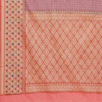Brown woven cotton saree with blouse 3