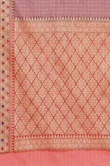 Brown woven cotton saree with blouse