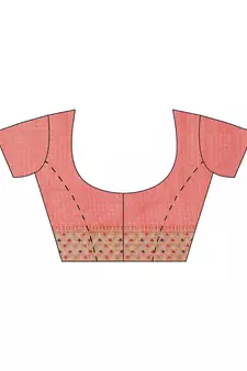 Brown woven cotton saree with blouse