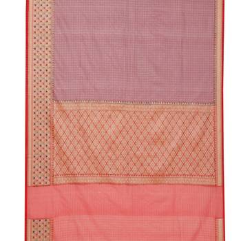 Brown woven cotton saree with blouse 5