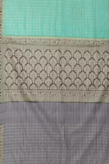 Green woven cotton saree with blouse