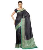 Blue woven cotton saree with blouse