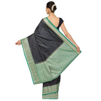 Blue woven cotton saree with blouse 2