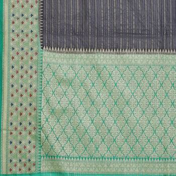 Blue woven cotton saree with blouse 3