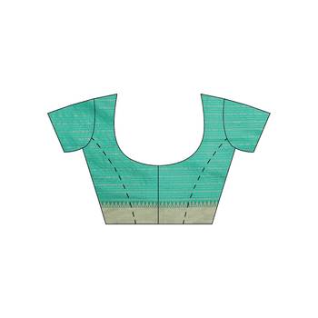 Blue woven cotton saree with blouse 4