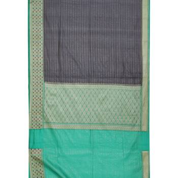 Blue woven cotton saree with blouse 5