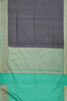 Blue woven cotton saree with blouse