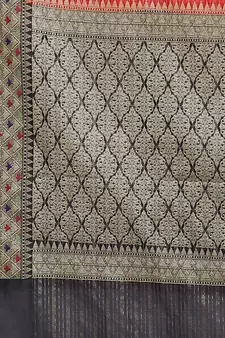 Red woven cotton saree with blouse