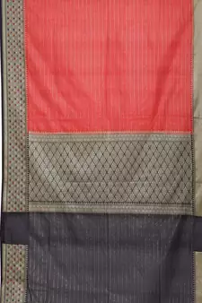 Red woven cotton saree with blouse