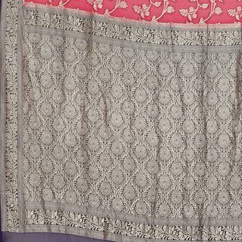 Pink woven georgette saree with blouse 3