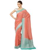 Pink woven georgette saree with blouse