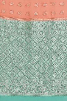 Pink woven georgette saree with blouse