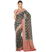 Grey woven georgette saree with blouse