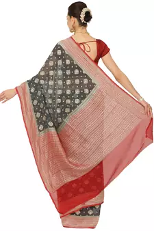 Grey woven georgette saree with blouse