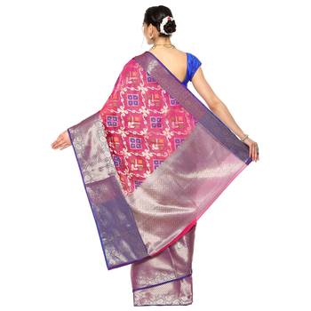Pink woven kanchipuram silk saree with blouse 2