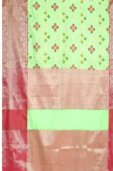 Green woven Faux kanchipuram silk saree with blouse