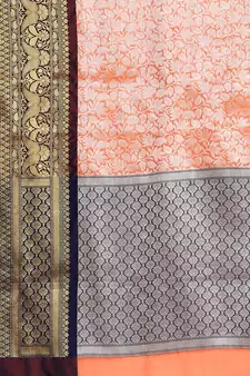 Orange woven kanchipuram silk saree with blouse