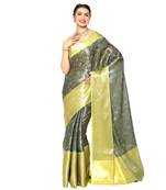 Green woven kanchipuram silk saree with blouse
