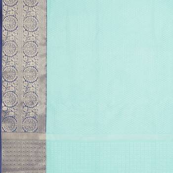 Blue woven Faux kanchipuram silk saree with blouse 4
