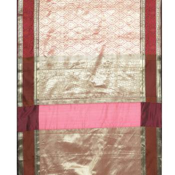 Pink woven kanchipuram silk saree with blouse 3