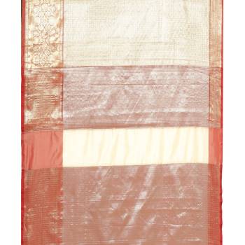 Beige woven kanchipuram silk saree with blouse 3