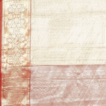 Beige woven kanchipuram silk saree with blouse 4