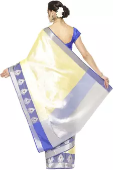Gold woven Faux kanchipuram silk saree with blouse