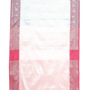 Blue woven Faux kanchipuram silk saree with blouse 3