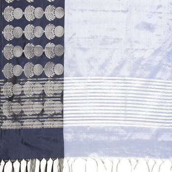 Blue woven Faux kanchipuram silk saree with blouse 4