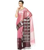 Brown woven kanchipuram silk saree with blouse