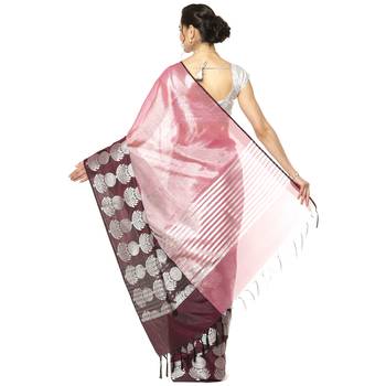 Brown woven kanchipuram silk saree with blouse 2